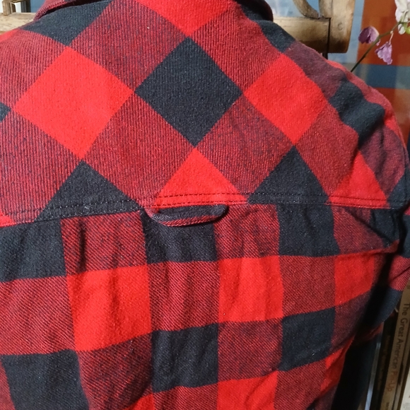 ROOTS Park Woman's Plaid Shirt Red & Black Flannel Button Down  XS - Picture 9 of 12